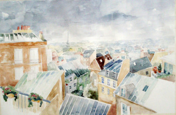 Contemporary work named « ciel de paris », Created by LYLIANE FOUCAULT