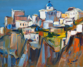 Named contemporary work « Oia à Santorin », Made by ALAIN LE NOST