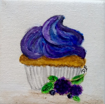 Named contemporary work « Gourmandise - série cupcake - mûres et myrtilles », Made by PATRICIA DELEY