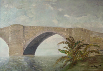 Named contemporary work « Pont sur la Vienne à Limoges », Made by GUY  ROMEDENNE