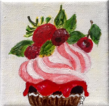 Contemporary work named « Gourmandise - série cupcake -les fruits rouges », Created by PATRICIA DELEY