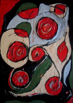 Named contemporary work « one dozen red roses-vendu », Made by BLANDINE MARTIN