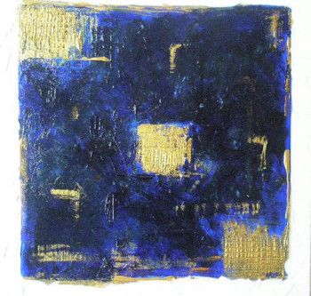 Named contemporary work « Or et bleu », Made by JBL PEINTURES ABSTRAITES