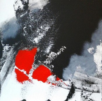 Named contemporary work « EMPREINTE ROUGE 1 », Made by MIREILLE MAURY