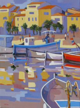 Named contemporary work « Sanary sur mer HST 50X70 », Made by JEAN-NOëL LE JUNTER