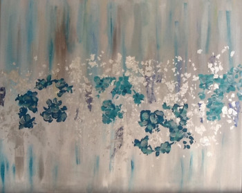 Named contemporary work « Abstraction - de turquoise et d argent », Made by PATRICIA DELEY