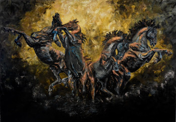 Named contemporary work « AC0016 - Chevaux d'Hélios », Made by SYLVIE ACTIS BARONE