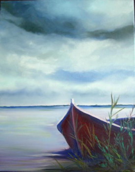 Named contemporary work « Soir d'orage sur le lac », Made by DAN.LECLERCQ