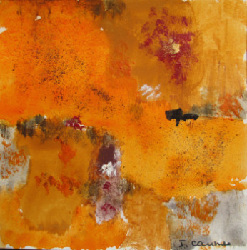 Named contemporary work « Orange 2 », Made by J. CAUMES