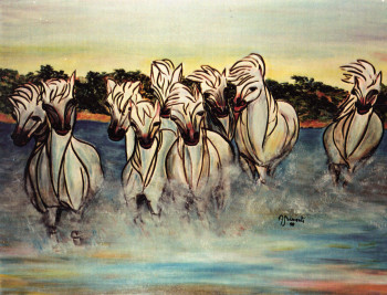 Named contemporary work « Les chevaux du soleil », Made by JANINE  AGRIMONTI