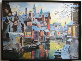 Named contemporary work « "Bruges sous la neige" », Made by EKATERINA