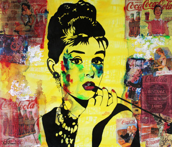 Named contemporary work « AUDREY HEPBURN « Coca-Cola » », Made by KATHLEENARTISTPRO