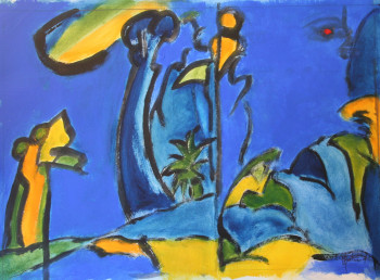 Named contemporary work « Promenade dans le bleu », Made by ALAIN BERTHAUD