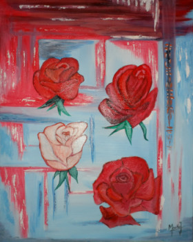 Named contemporary work « Quatre Roses », Made by JACKY MONKA