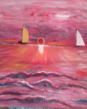 Named contemporary work « Bateaux du soir  », Made by LUIGINA