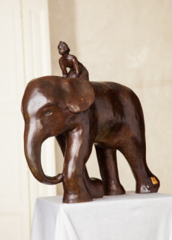Contemporary work named « La course d'éléphants », Created by DOTTY