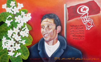 Named contemporary work « Hommage au martyre de la révolution Tunisienne : Mohamed BOUAZIZI (oeuvre N°2) », Made by ABERNARDO