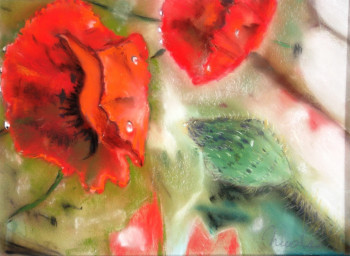 Named contemporary work « Coquelicots  », Made by NICOLE COUSSEAU