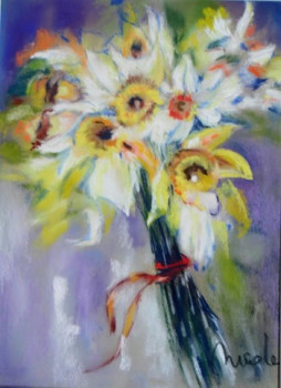 Named contemporary work « Les jonquilles pastel », Made by NICOLE COUSSEAU