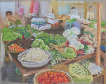 Named contemporary work « Marché vietnamien », Made by BARTLET-DROUZY