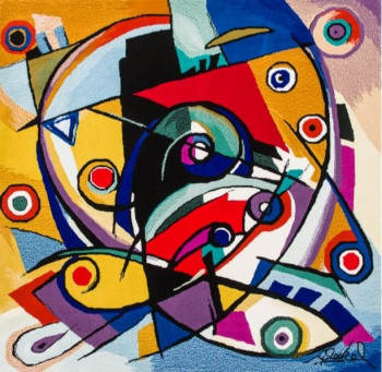 Named contemporary work « Hommage à Kandinsky (tapisserie d'art - édition limitée 8/8/ - mondiale) », Made by ALFRED GOCKEL / ARTMATTERS