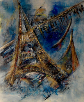 Named contemporary work « Abstrait Tour Eiffel », Made by CHANTAL GM
