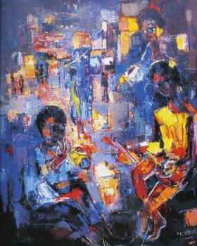 Named contemporary work « Blues in Chicago », Made by PIERRE MALRIEUX