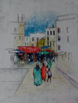 Named contemporary work « Le marché 2 », Made by JAMES BURGEVIN