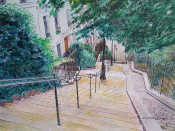 Named contemporary work « RUE MAURICE UTRILLO », Made by JACQUES TAFFOREAU