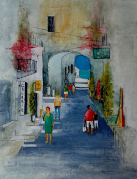 Named contemporary work « Ruelle à Cadaqués II », Made by JAMES BURGEVIN