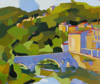 Named contemporary work « Sauves, le vieux pont », Made by JEAN-NOëL LE JUNTER