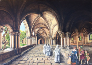 Named contemporary work « Visite au Monastère », Made by ART D\'ANTAN