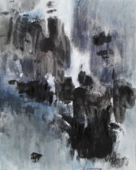 Named contemporary work « Noir 2 1 », Made by J. CAUMES