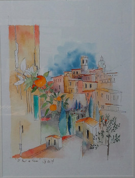 Named contemporary work « St Paul de Vence  », Made by JAMES BURGEVIN