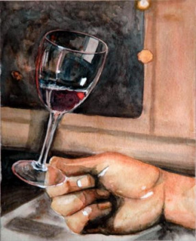 Named contemporary work « Le verre de vin », Made by PHILIPPE ETIENNE