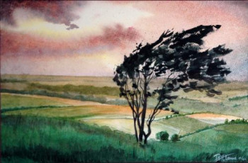 Named contemporary work « Coucher de soleil sur la campagne », Made by PHILIPPE ETIENNE