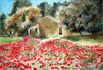 Named contemporary work « Coquelicots en Provence », Made by PHILIPPE ETIENNE