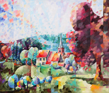 Named contemporary work « Village de Deigné 1 », Made by BéATRICE BEDEUR
