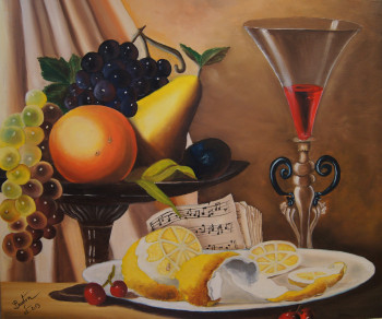 Named contemporary work « FRUITS CITRON ET PARTITION », Made by BOUTIN