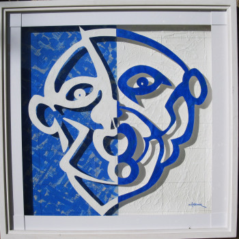 Named contemporary work « tête bleue », Made by MICHEL CASTANIER
