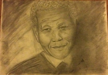 Contemporary work named « Nelson Mandela », Created by JULIE BBJ
