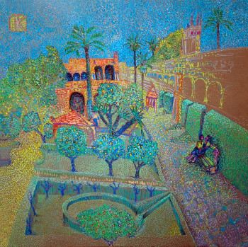 Named contemporary work « le jardin d'alcazar sevile », Made by EMRIK