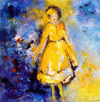 Named contemporary work « MADEMOISELLE JAUNE », Made by MIREILLE MAURY