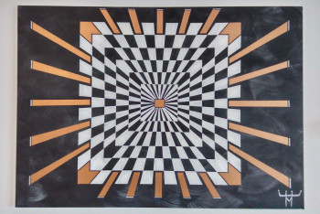 Named contemporary work « illusion damier », Made by MAXGALLERYS