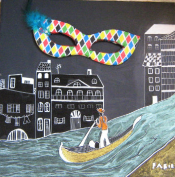 Named contemporary work « La Gondole à Venise », Made by FABIE