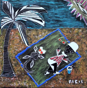 Named contemporary work « OuiZik et OuiKat à la Plage », Made by FABIE