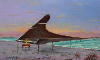 Named contemporary work « La petite fille au grand piano », Made by MAURICE BUFFET