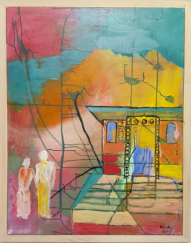 Named contemporary work « La visite », Made by MARYSE DAVETTE