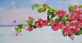 Named contemporary work «  Bougainvilliers sur mer », Made by ALAIN MAILLOT