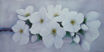 Named contemporary work « Fleurs blanches de cerisier », Made by ALAIN MAILLOT